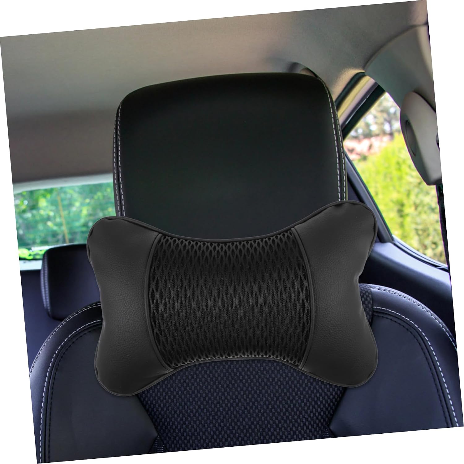 2pcs Car Neck Pillow Ergonomic Breathable Headrest Cushions for Comfortable Driving for All Car Seats Classic Black