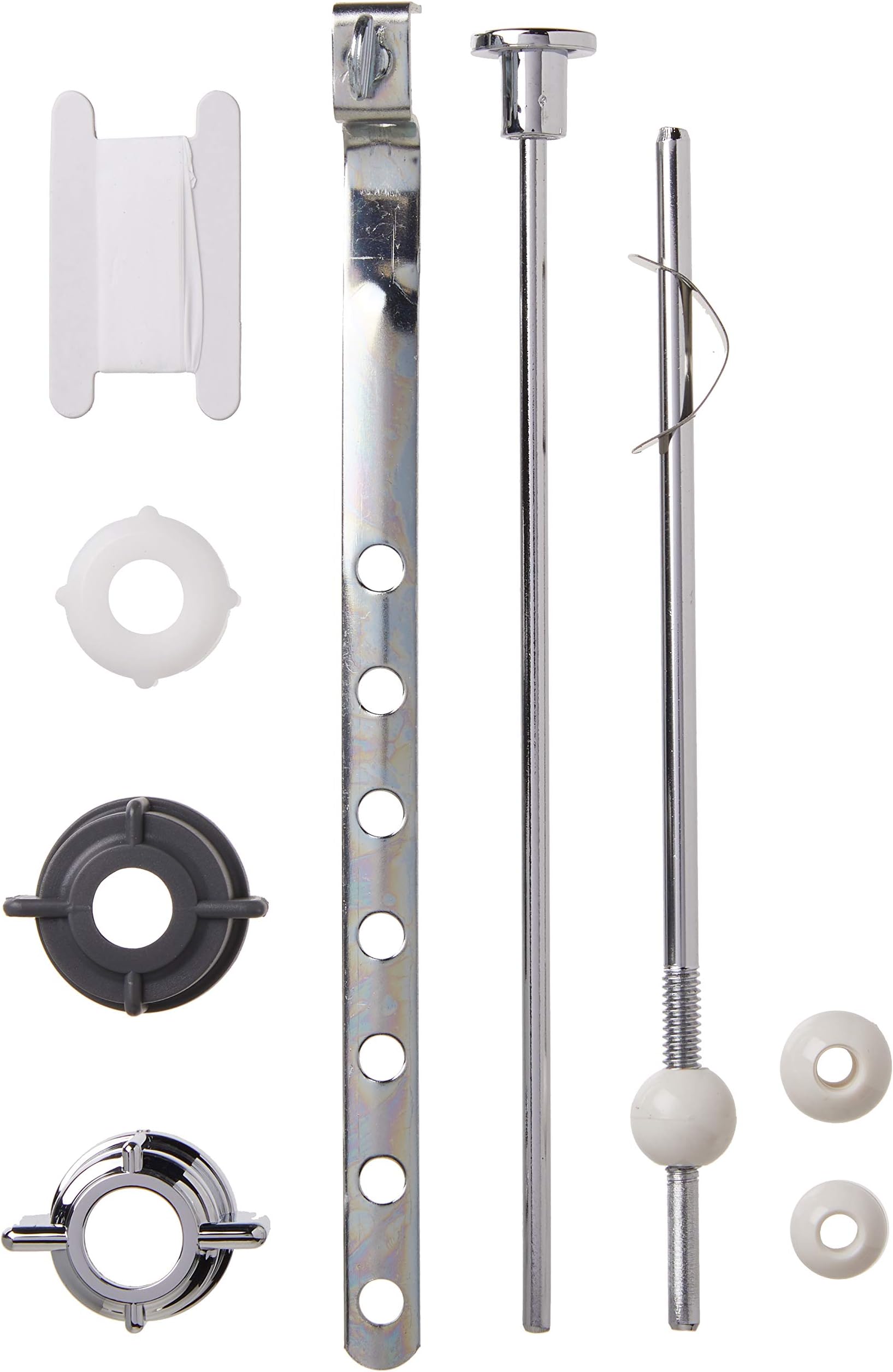 PF WaterWorks PF0907-CH Pop-Up Drain Repair Kit - Threaded Adjustable Center Pivot/Ball Rod with 3 Nuts, Gasket, 3 Sizes of Balls, with Pull Rod/Linkage, Chrome