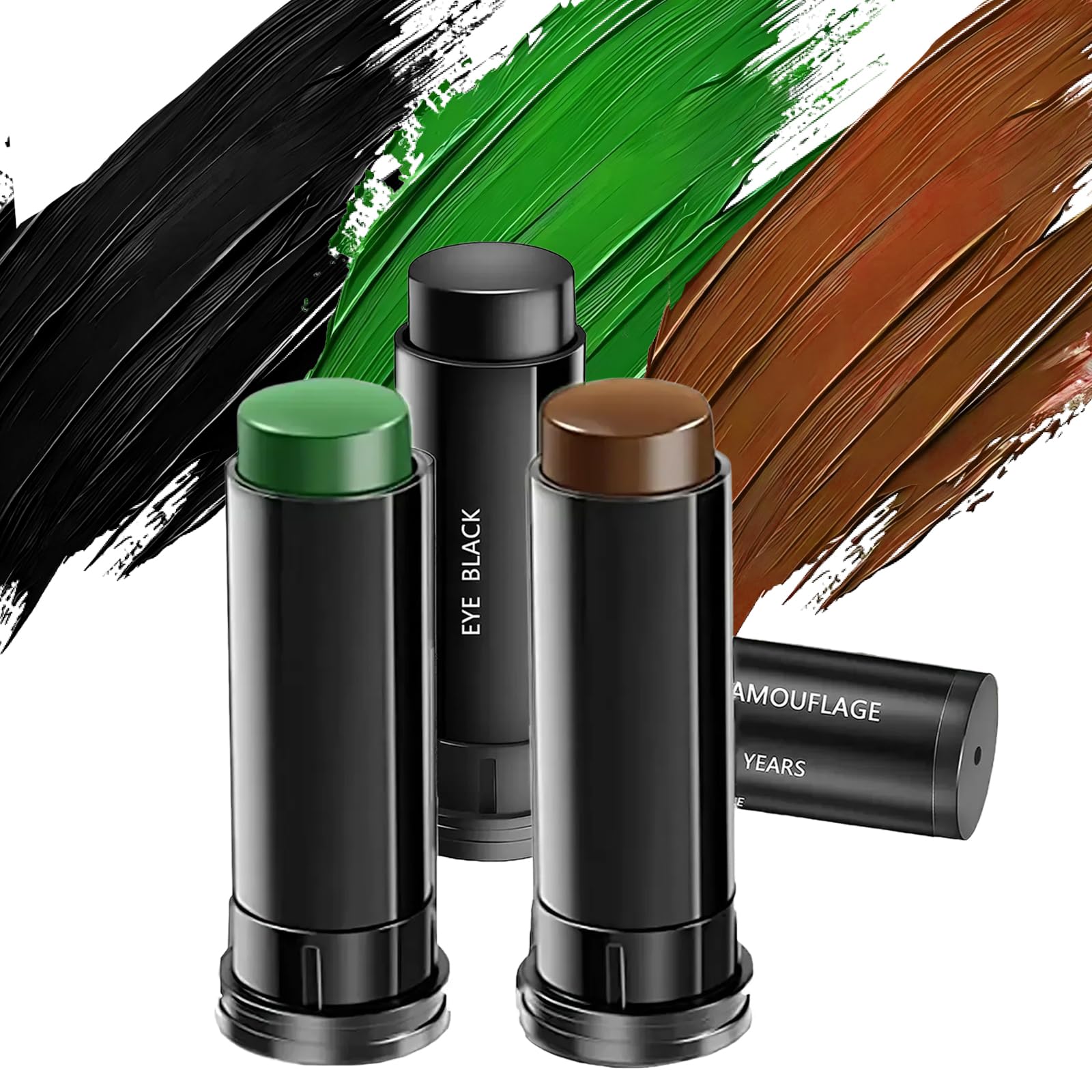 3 Colori Camouflage Face Paint Sticks,Body Paint Stick, Pittura Per Il Mimetica Viso Mimetico Trucco Militare Dell'Esercito Di Olio Di Campo Militare All'Aperto (Nero, Marrone, Verde)
