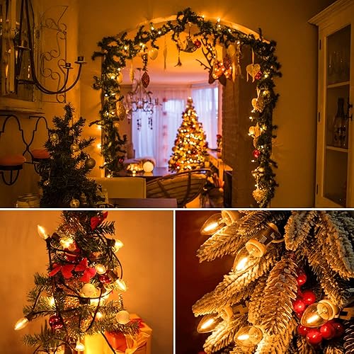 Miniatura 6 de KGC Paquete de 50 bombillas LED de repuesto C7 de Navidad, equivalente a 7 W, blanco cálido de 2200 K, bombillas de luz nocturna de plástico