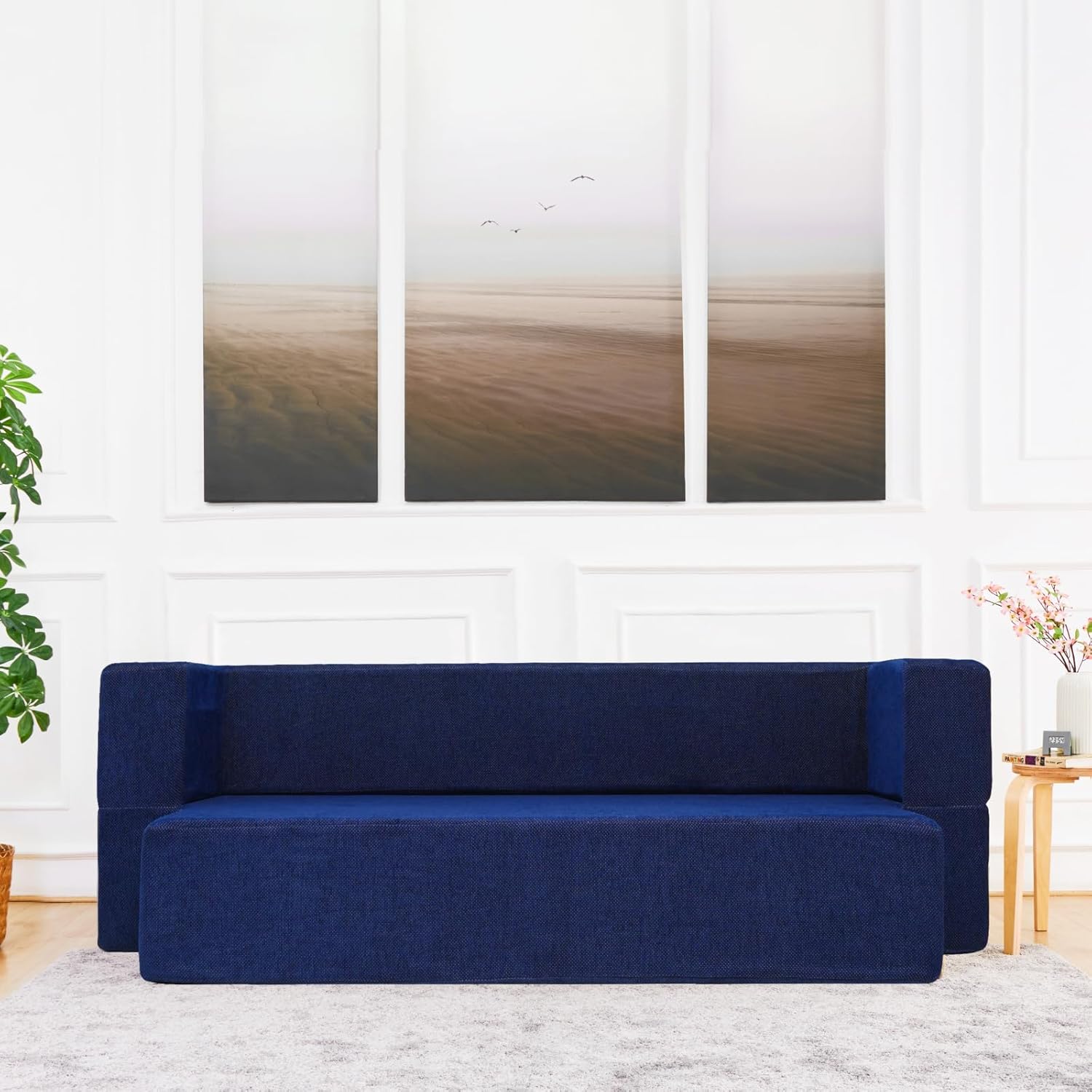 uberlyfe New Age 3 Seater Sofa Cum Bed | 1 Year Warranty | Foldable Floor Sofacum Bed | 13″ Sofa Height | Foldable Floor Mattress Cum Sofa (Dark Blue Color, Chennille Fabric) uberlyfe New Age 3 Seater Sofa Cum Bed | 1 Year Warranty | Foldable Floor Sofacum Bed | 13″ Sofa Height | Foldable Floor Mattress Cum Sofa (Dark Blue Color, Chennille Fabric)