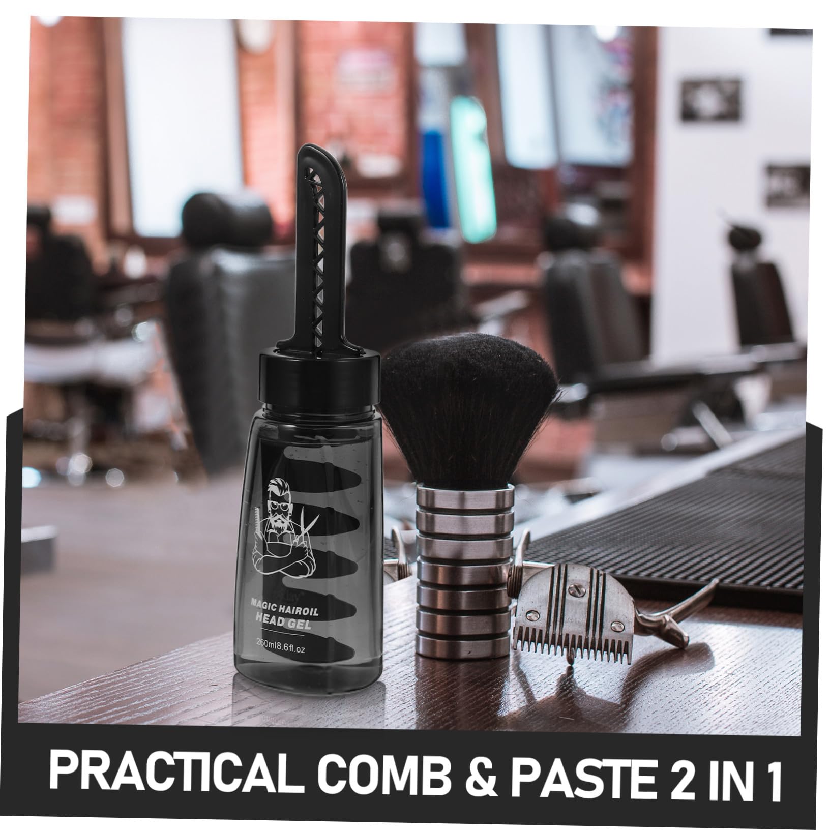 Botellas de Gel para Peinar el Cabello Rellenable 260ml Negras de Plástico 3piezas para Hombres con Dosificador Fácil y Diseño Ligero para Barbería