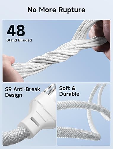 Miniatura 6 de JSAUX Cable USB C a USB C 2 unidades de 6.6 pies, cable USB-C de 100 W para iPhone 15 USBC tipo C, cable de carga trenzado compatible con iPhone 15