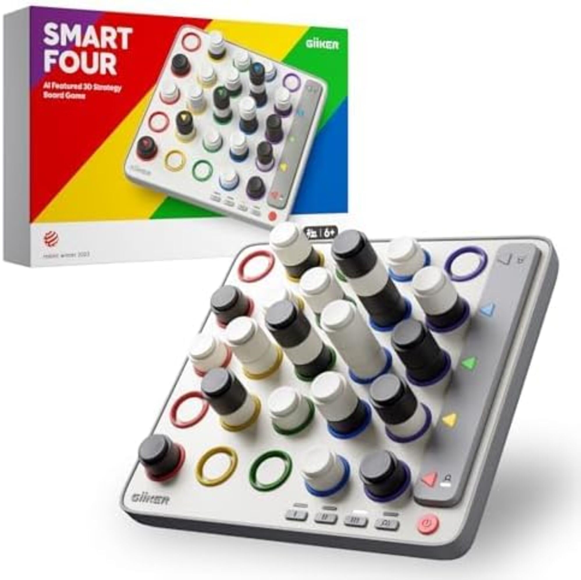 GiiKER Smart Four, gioco 3D AI Four in a Row, giochi da tavolo strategici con arbitro integrato per 1-2 giocatori, giochi da viaggio per bambini e famiglie, regali per le feste