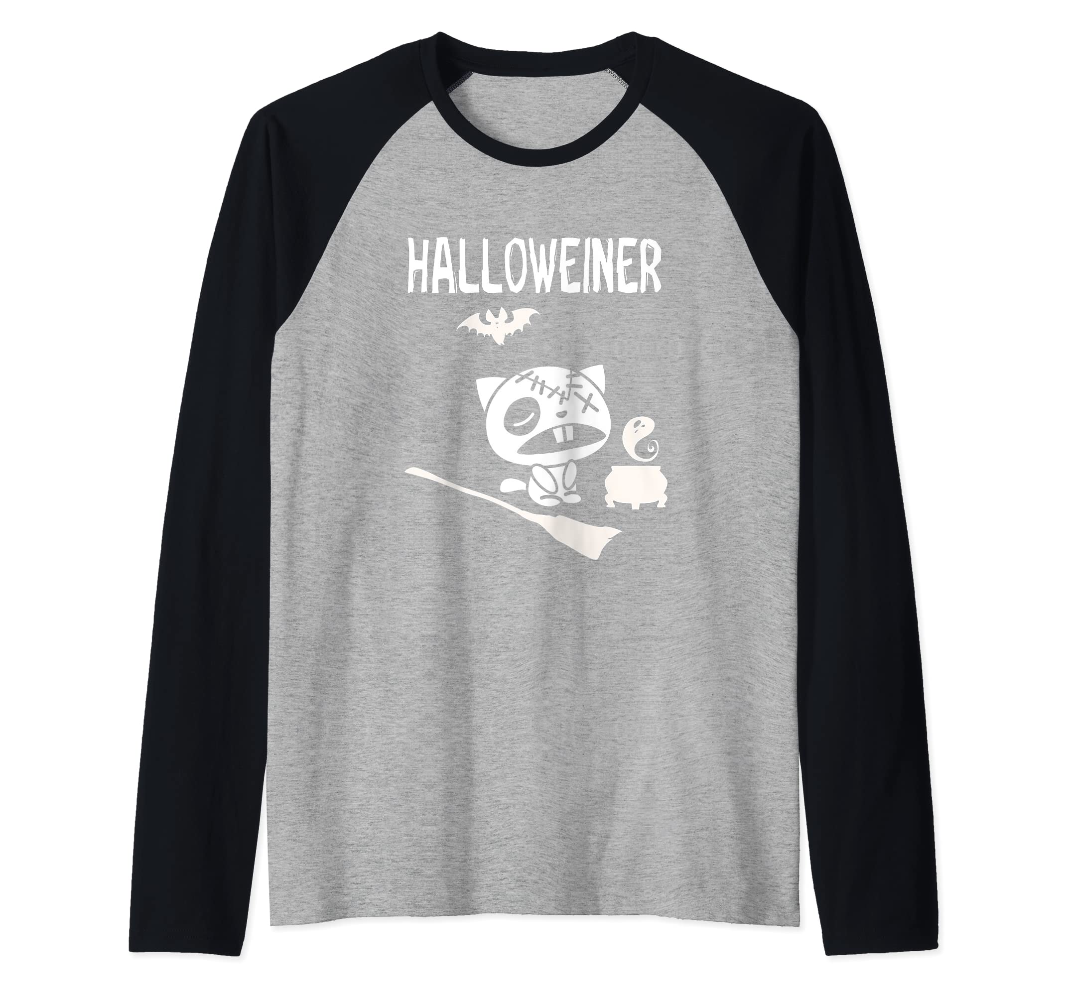 Halloweiner Raglan Baseball Tee, Black