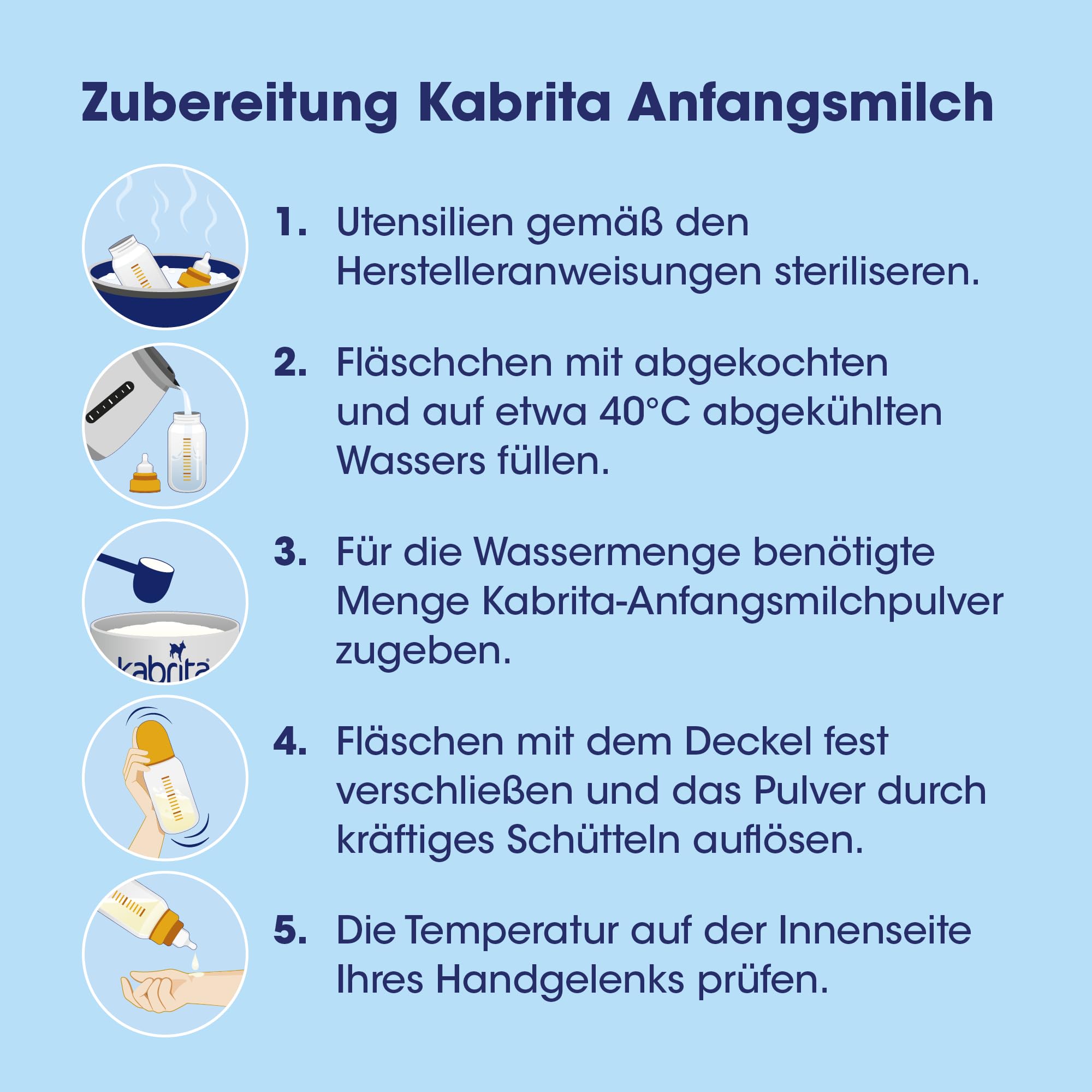 KABRITA | Ziegenmilch Pre 1 / Stage 1 Anfangsmilch mit HMO 0-6 Monate | Hochwertige Babynahrung - Baby Milch, nahrhaft und sanft zum Babybauch | Inhalt: 800g Babynahrung-Milchpulver
