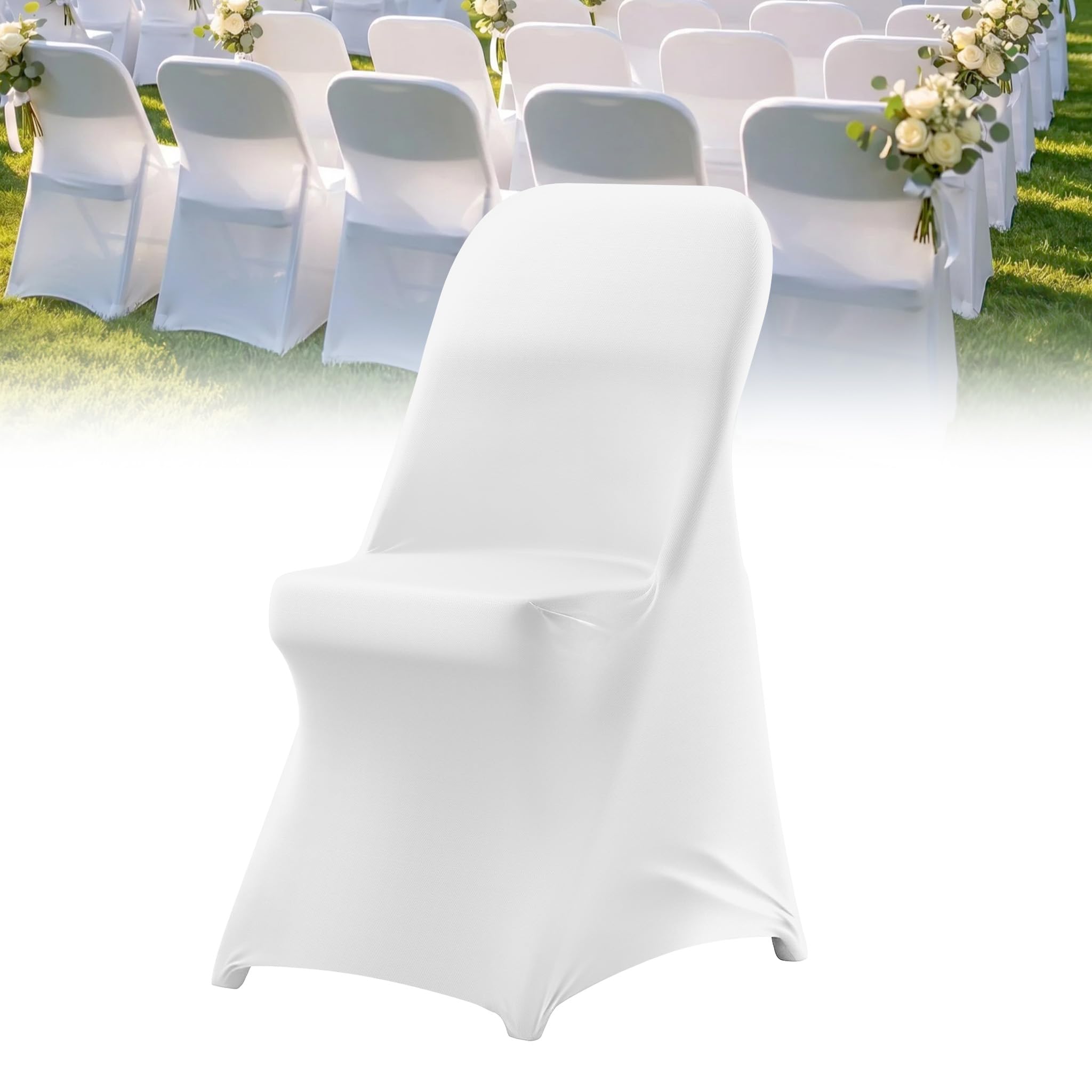 Housse de chaise pliante pour mariage et banquet blanc pour décoration de fête