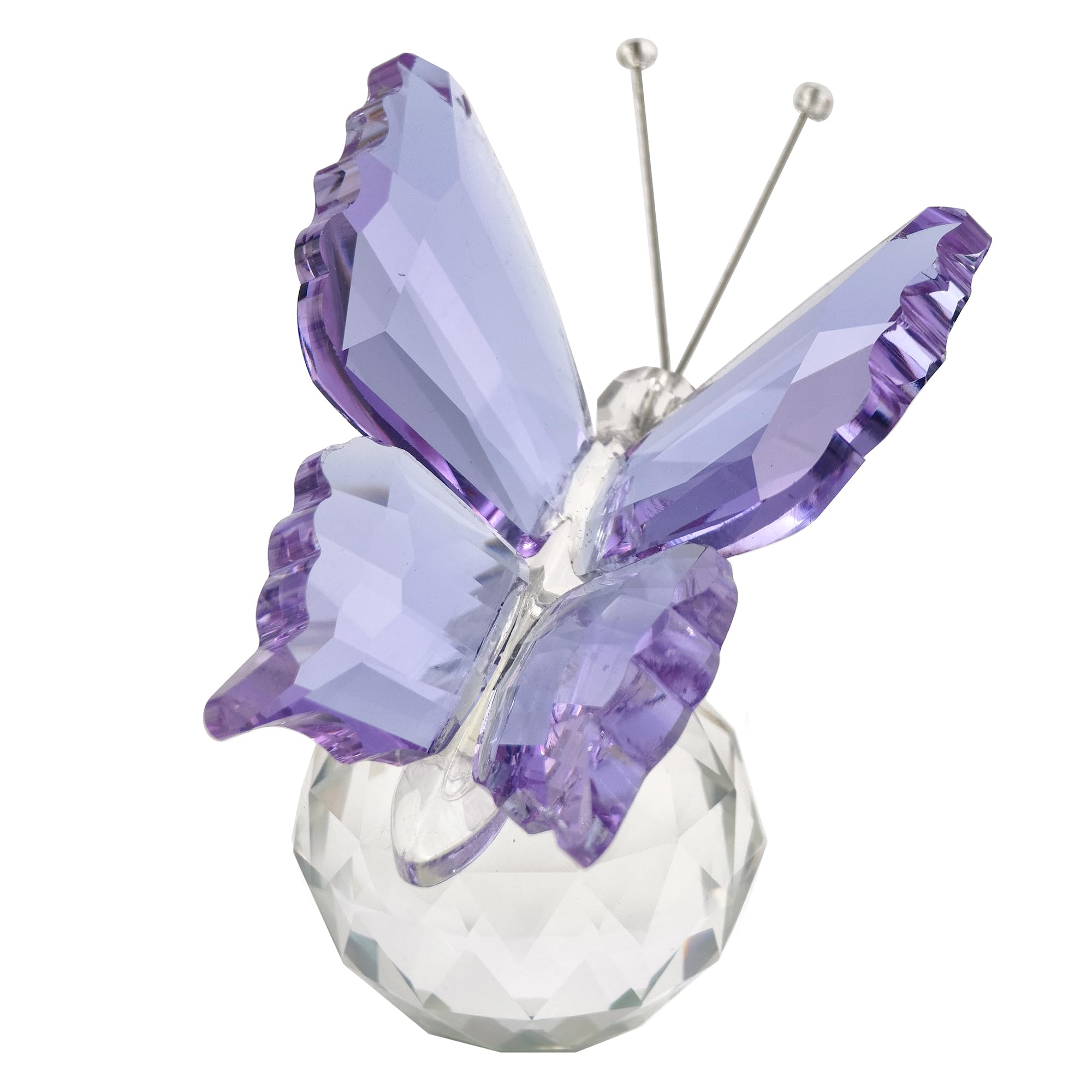TINGMEIBESTLY Crystal Flying Butterfly with Ball Base Figurine Art Glass Collection Ornament Statue (Purple)