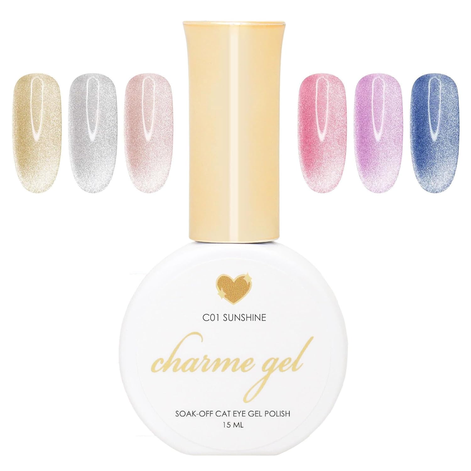 Daily Charme Original Velvet Cat Eye Magnetic Gel Nail Polish / (6 colors) w/ 4pcs Magnet Set, Soak Off UV Led Gel Nail Polish Se, Home DIY/Nail Salon Manicure (15 ml/Bottle)