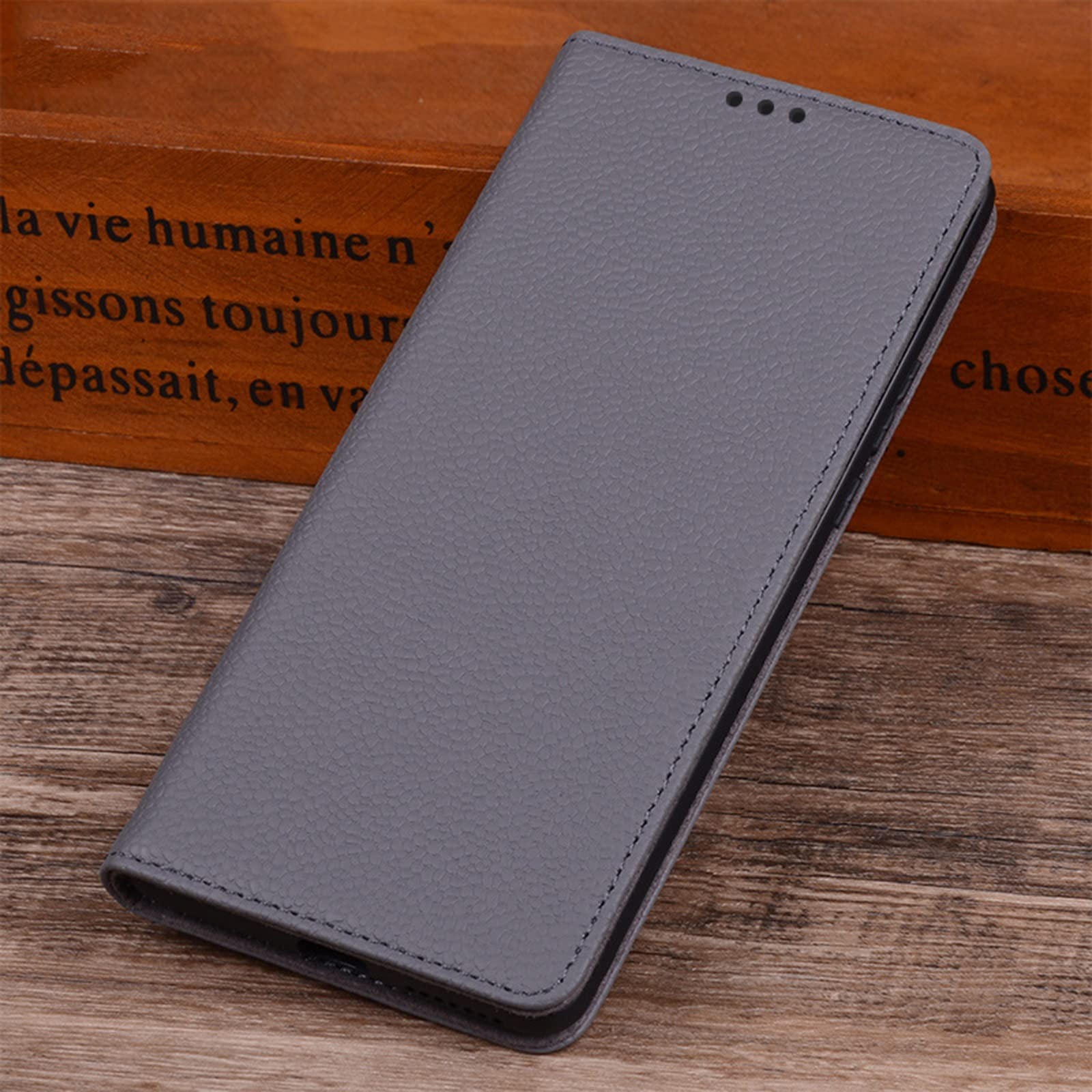 Etui do Samsung Galaxy S22/S22 Plus/S22 Ultra, wysokiej jakości skóra bydlęca, prawdziwa skóra, z klapką, stojak, etui na telefon z odporną na zarysowania, miękką wyściółką z mikrofibry, szare, S22 Ultra 6,8"