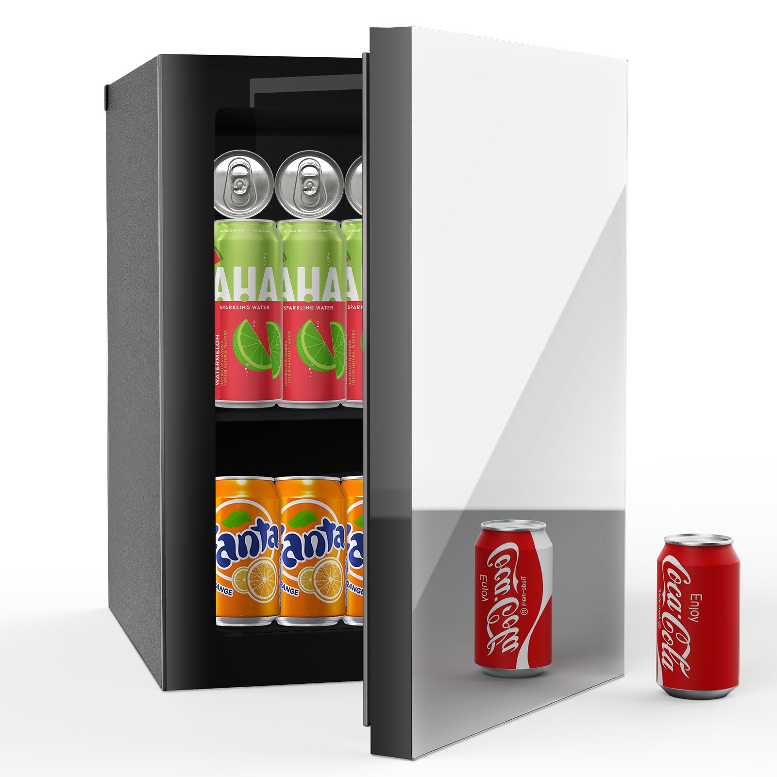 Erivess Compact Freestanding Beverage Refrigerator,24 Can/0.9 Cubic Feet Mini Fridge with Reversible Glass Front Door for Soda, Beer or Wine, Under Counter Small Refrigerator with Adjustable Shelves on Fridge.com