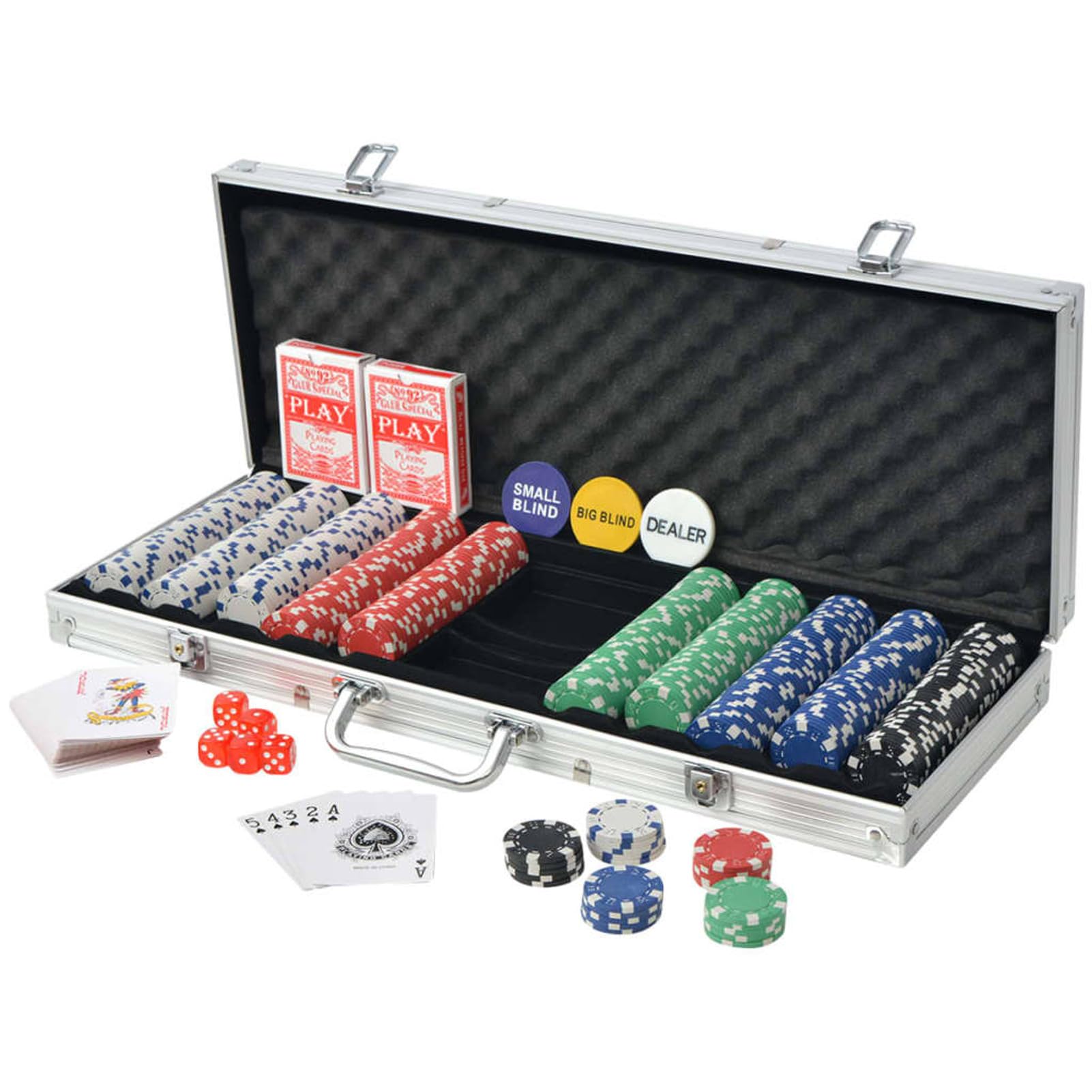 Set da Poker con 500 Chips Alluminio,Giochi e Giocattoli,Giochi,Fiche e Set da poker-80182
