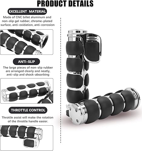Miniatura 2 de DREAMIZER Empuñaduras universales para motocicleta con goma antideslizante negra para Harley Honda, Yamaha, Suzuki, Kawasaki