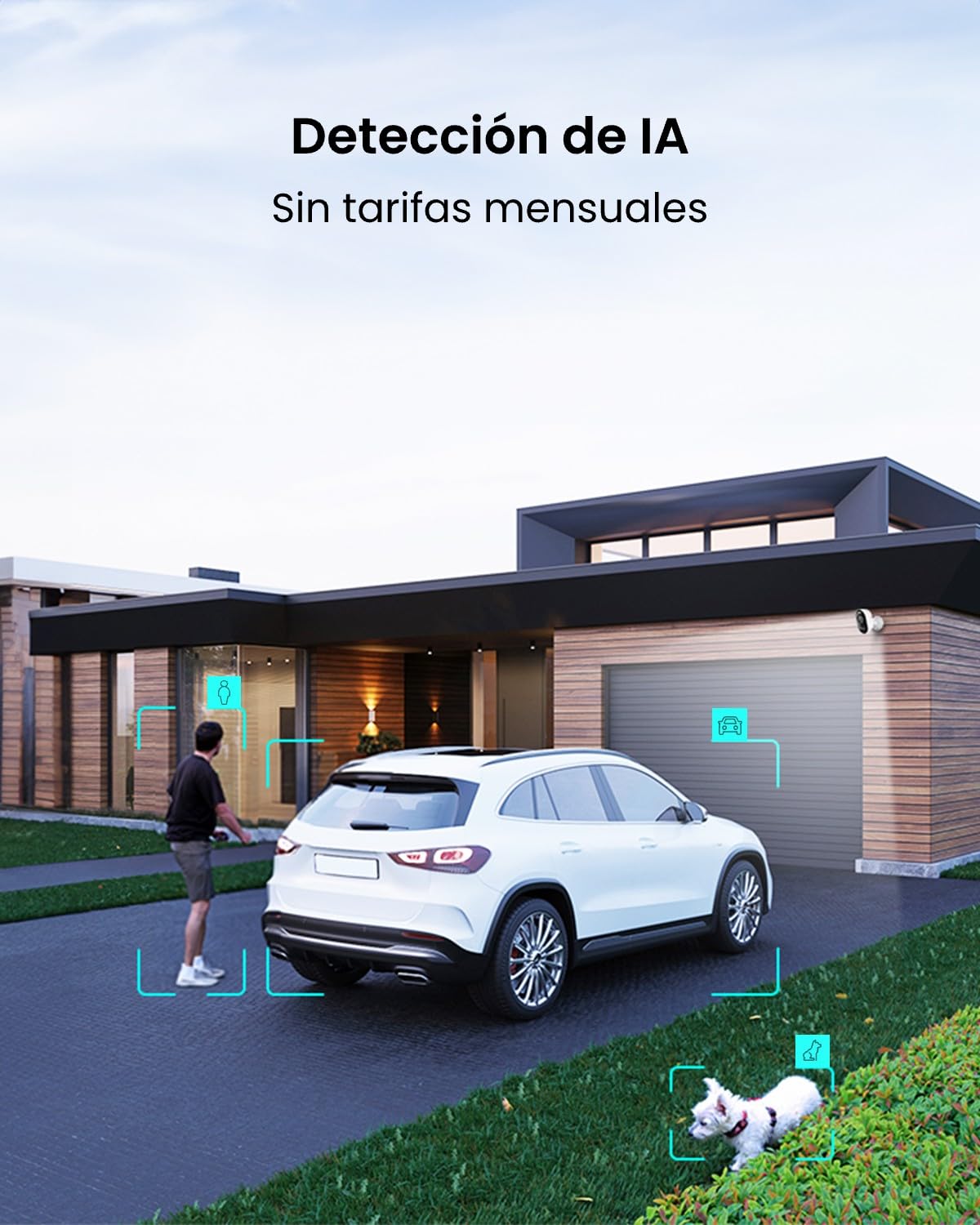Reolink Camara Vigilancia WiFi Exterior 4K 8MP WiFi 6, Lumus Pro | Visión Nocturna en Color, Cámara WiFi Exterior Plug-in con Grabación 24/7, Detección Inteligente, Sirena, Resistente al Clima