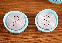 Vista 5 de Juego de salero y pimentero de acero inoxidable y vidrio con soporte (azul)