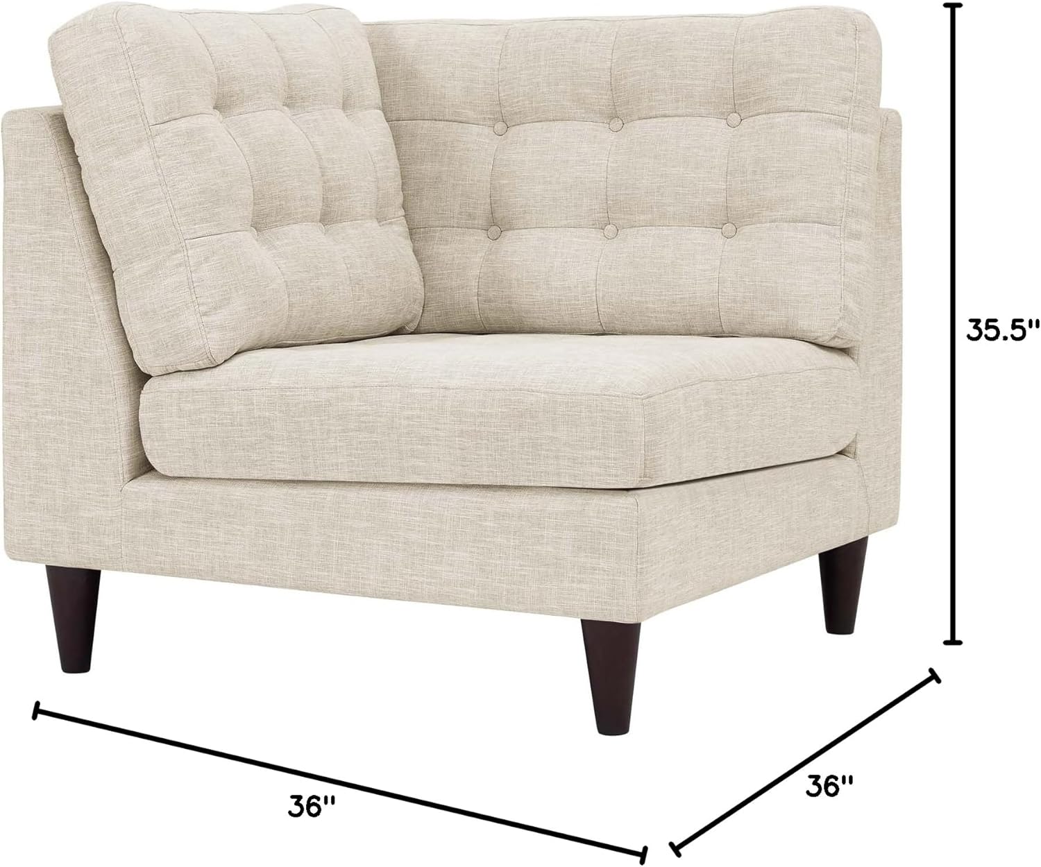 Modway Empress Upholstered Fabric Corner Sofa Beige