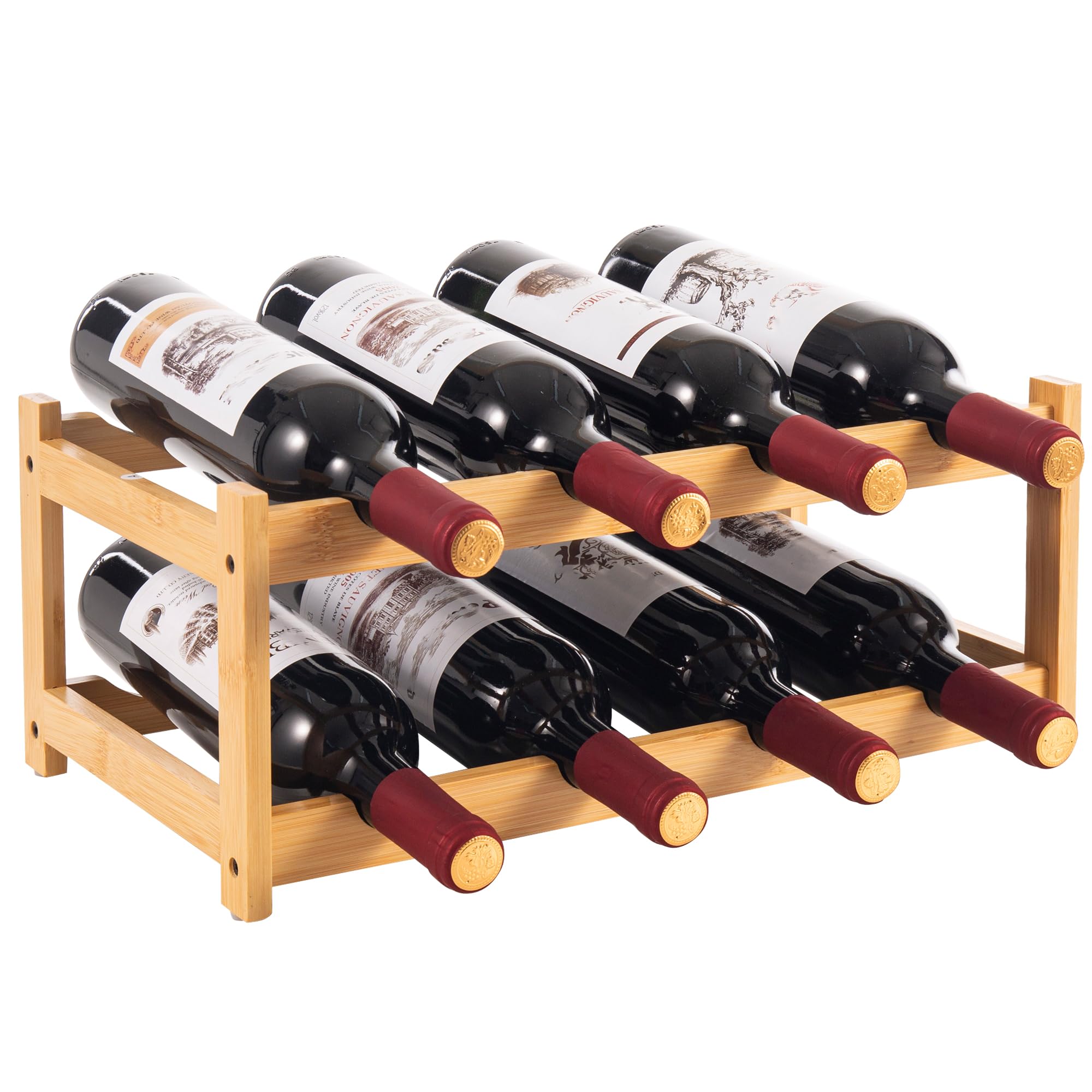 woodluv 2-Tier Wooden Wine Rack, Wine Holder, Compact Wine Storage Stand, Wine Organizer for Kitchen, Bar, or Countertop, Stylish Wine Holder with Easy Assembly — image 1