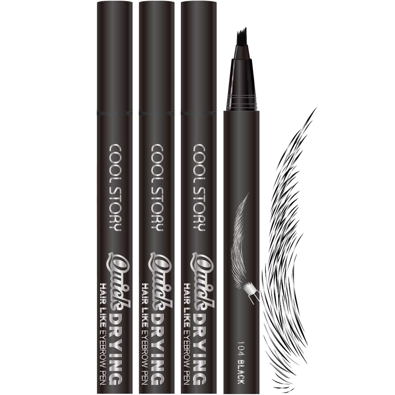 Photo 1 of 3 Pcs Liquid Eyebrow Pens Set Eyebrow Pencils with Ultra-fine and Smooth Brush Tips Eye Brow Pencils for Women Naturally Distinct Eyebrows (3 Pcs Brown)