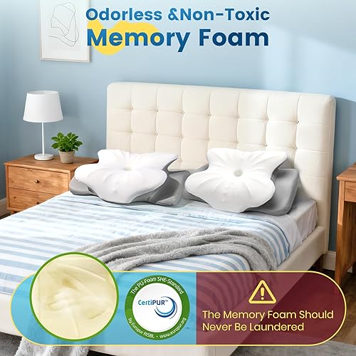 Miniatura 7 de ASTARRY Almohada cervical para cuello y hombro, almohada de espuma viscoelástica de contorno, almohada ergonómica de apoyo para el cuello para