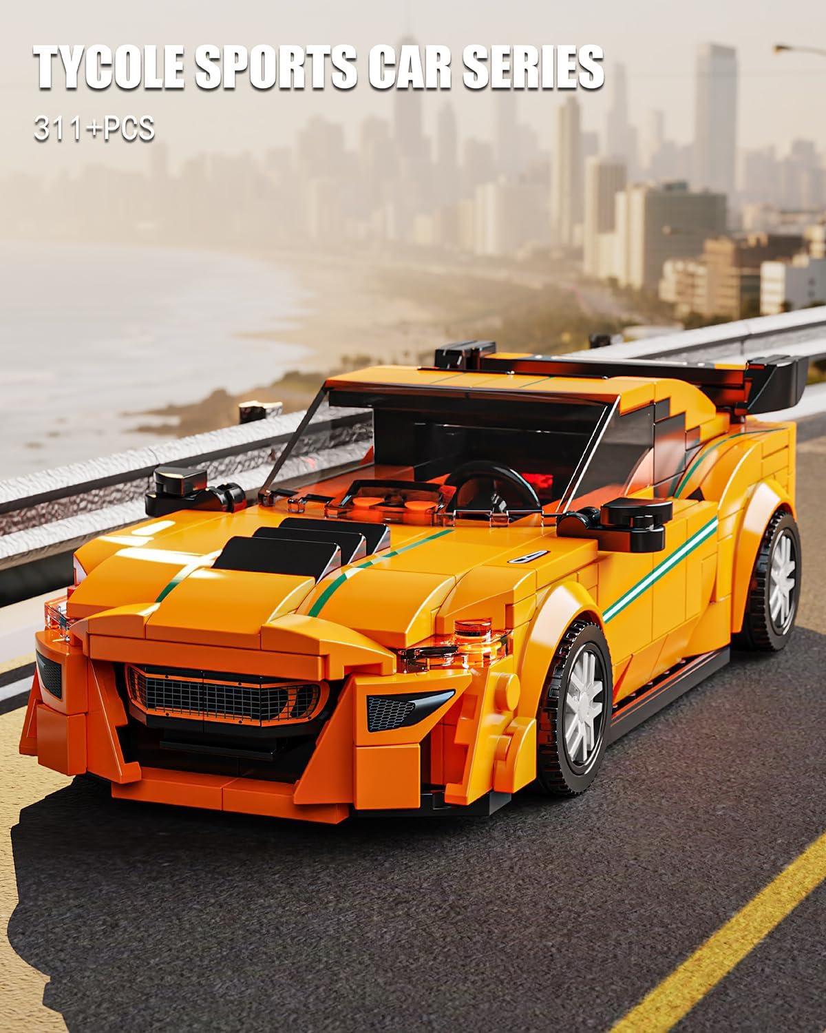 TYCOLE Super Sports Car Building Block Set with Display Case, Speed Racing Car Building Toys for Kids and Adults, Collectible Model Cars Kits Gift for Technic Cars Lovers Boys 6+ (311PCS)