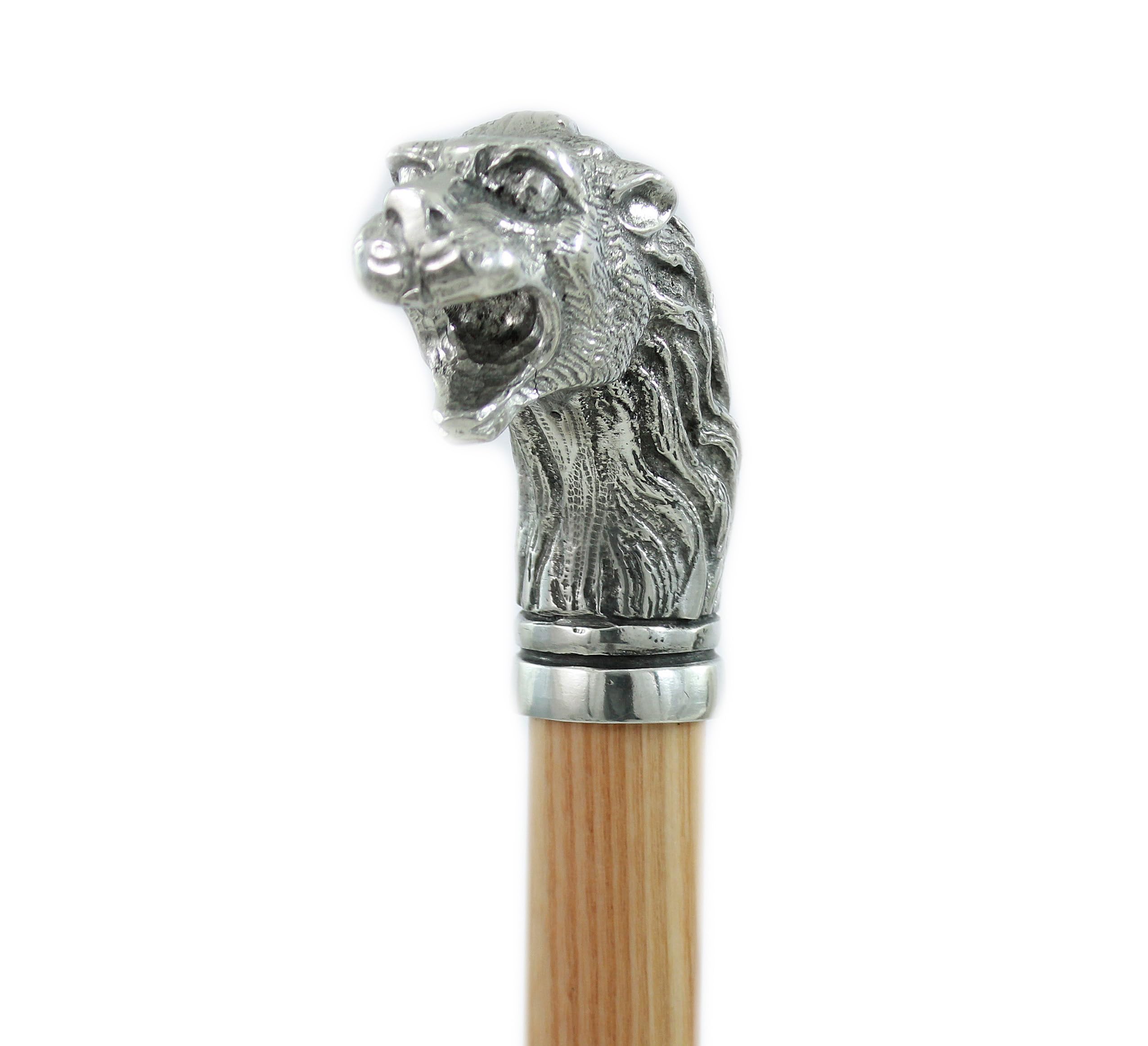Bastón de paseo CAVAGNINI de madera y peltre puro León elegante para ancianos ceremonia (negro)
