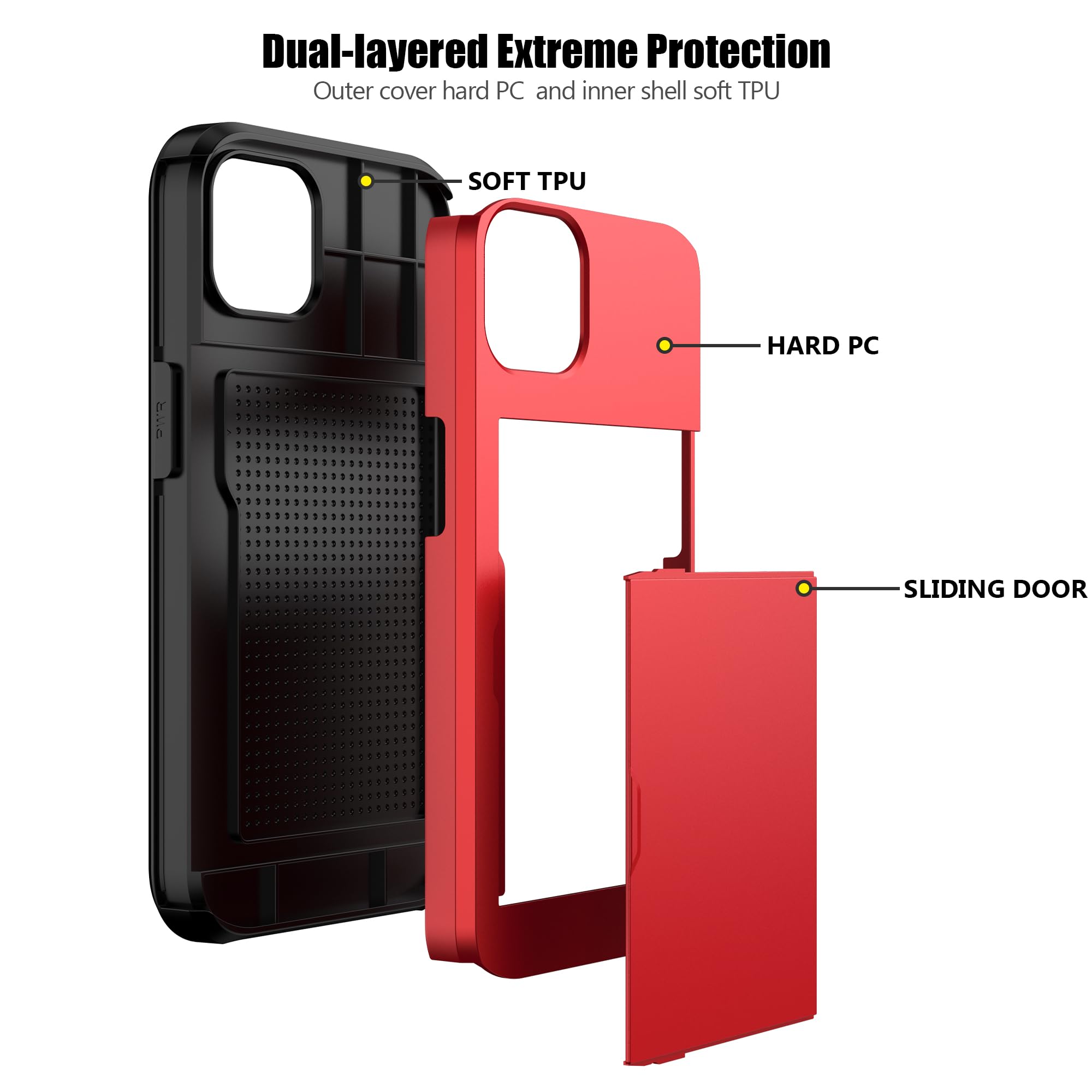 Nvollnoe Custodia Portafoglio Per IPhone 14 Con Slot Carte Nascosto, Antiurto Doppio Strato, Sottile E Ricarica Wireless