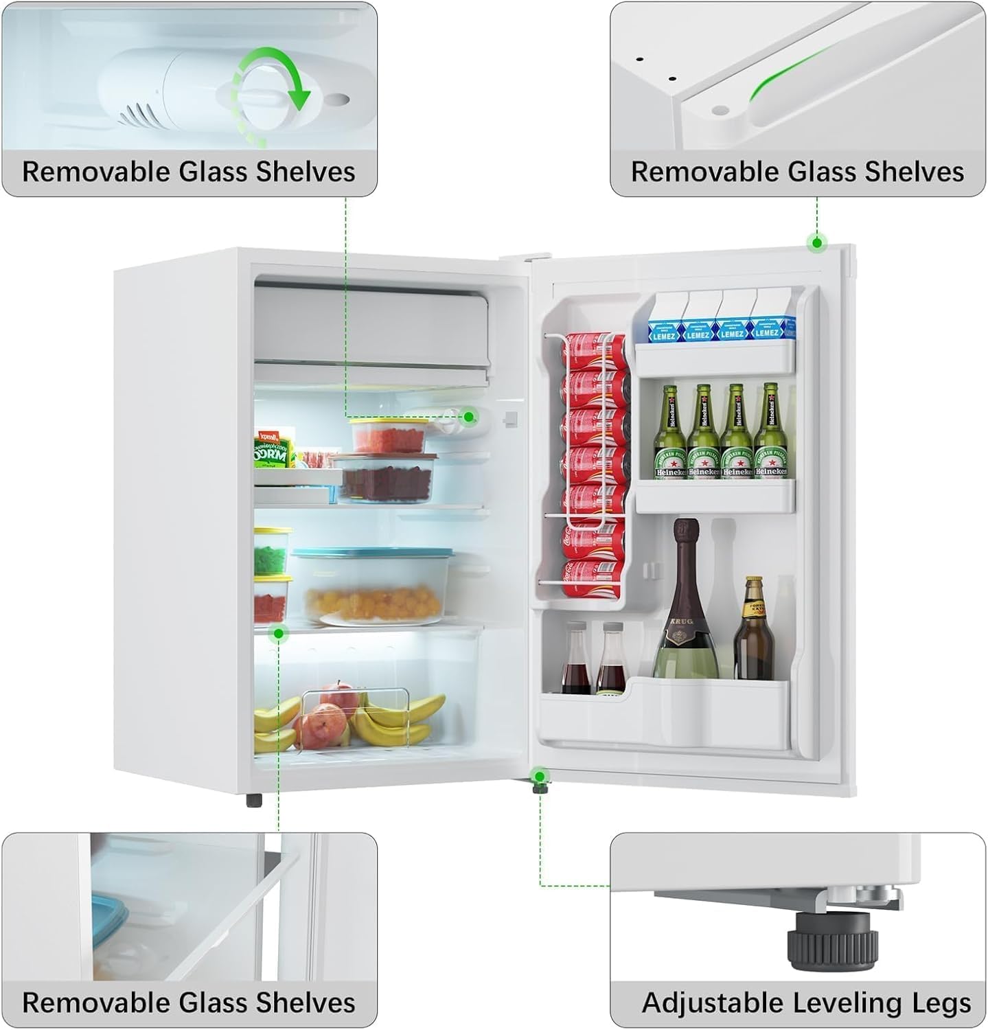 Amenitlif 4.3 Cu. Ft Mini Fridge - 122l Energy Efficient Compact Refrigerator, 0.73 kWh/24h, 40db Ultra-Quiet Operation, Perfect For Bedroom, Office, Apartment, Dorm, Or Kitchen on Fridge.com - View 4