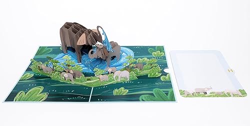 Miniatura 5 de HALATADA Tarjeta desplegable de elefante para mamá, cumpleaños de madre de 6 x 8 pulgadas de hija, hijo, niños, maridos, tarjeta del día de la