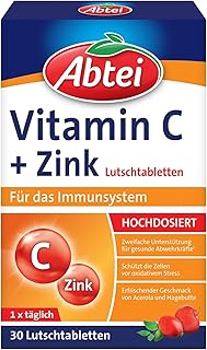 ABTEI Vitamin C + Zink Lutschtabletten - Für das Immunsystem - 30 St. | Veganes & hochdosiertes Vitamin Supplement mit 250 mg Vitamin C + 5 mg Zink, Unterstützung der Abwehrkräfte & Zellschutz