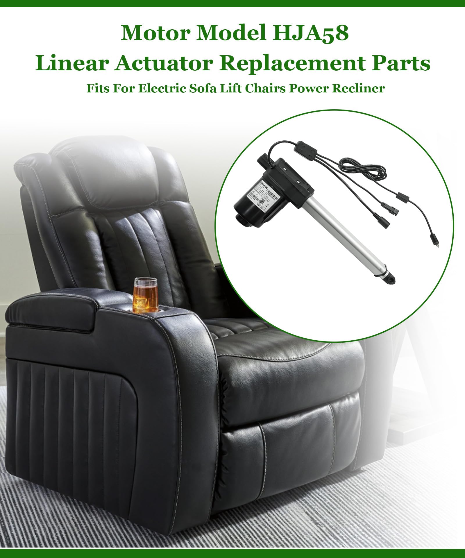Modelo de motor HJA58 - Piezas de repuesto de actuador lineal para sillas elevadoras eléctricas de sofá, reclinable, repuesto para motor de actuador GM1450-LM