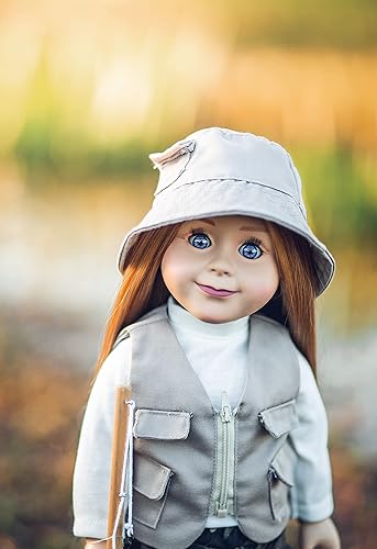 Miniatura 7 de The Queen's Treasures Ropa y accesorios para muñecas de 18 pulgadas, traje de pesca de 4 piezas con pantalones, sombrero, chaleco y camisa,