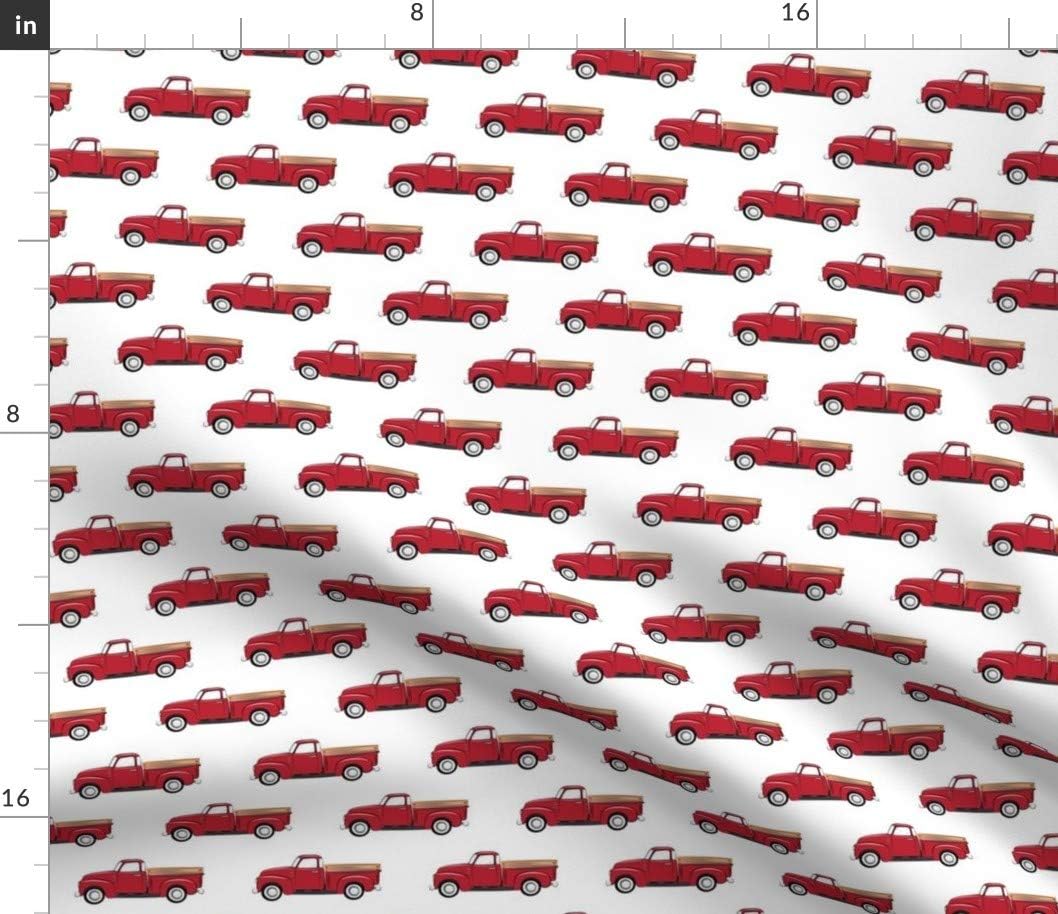 Spoonflower Fabric - Vintage Red Truck Old Trendy Boy Nursery Printed on Petal Signature Cotton Fabric by The Yard - Sewing Quilting Apparel Crafts Decor