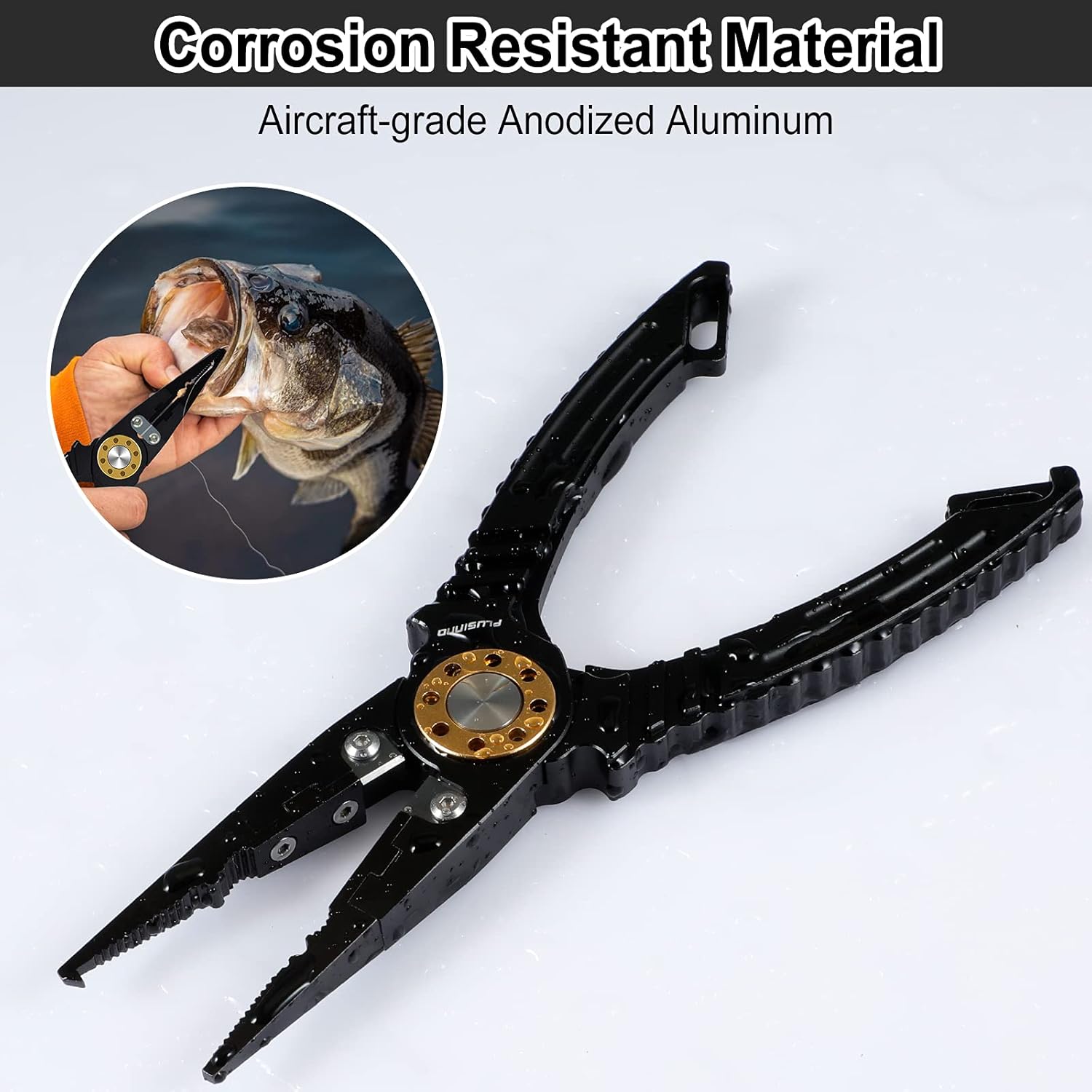 PLUSINNO 8 Inch Fishing Pliers, Multi-Function Saltwater and Freshwater Fishing Pliers - Hook Remover Split Ring Mono Fluoro & Braid Line Cutters Fishing Tool Accessories Fishing Gifts for Men : Sports & Outdoors