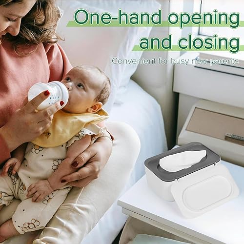 Miniatura 7 de Paquete de 2 dispensadores de toallitas para bebé, estuche para toallitas para toallitas para bebés, mantiene las toallitas frescas, antideslizante,