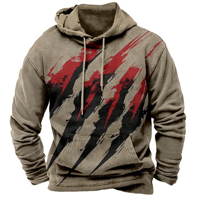 MARSVOVO Cool Hoodies for Men Novelty Graphic Pullover Sweatshirt Oversized Drawstring Fall Comfort Hooded Sweatshirt