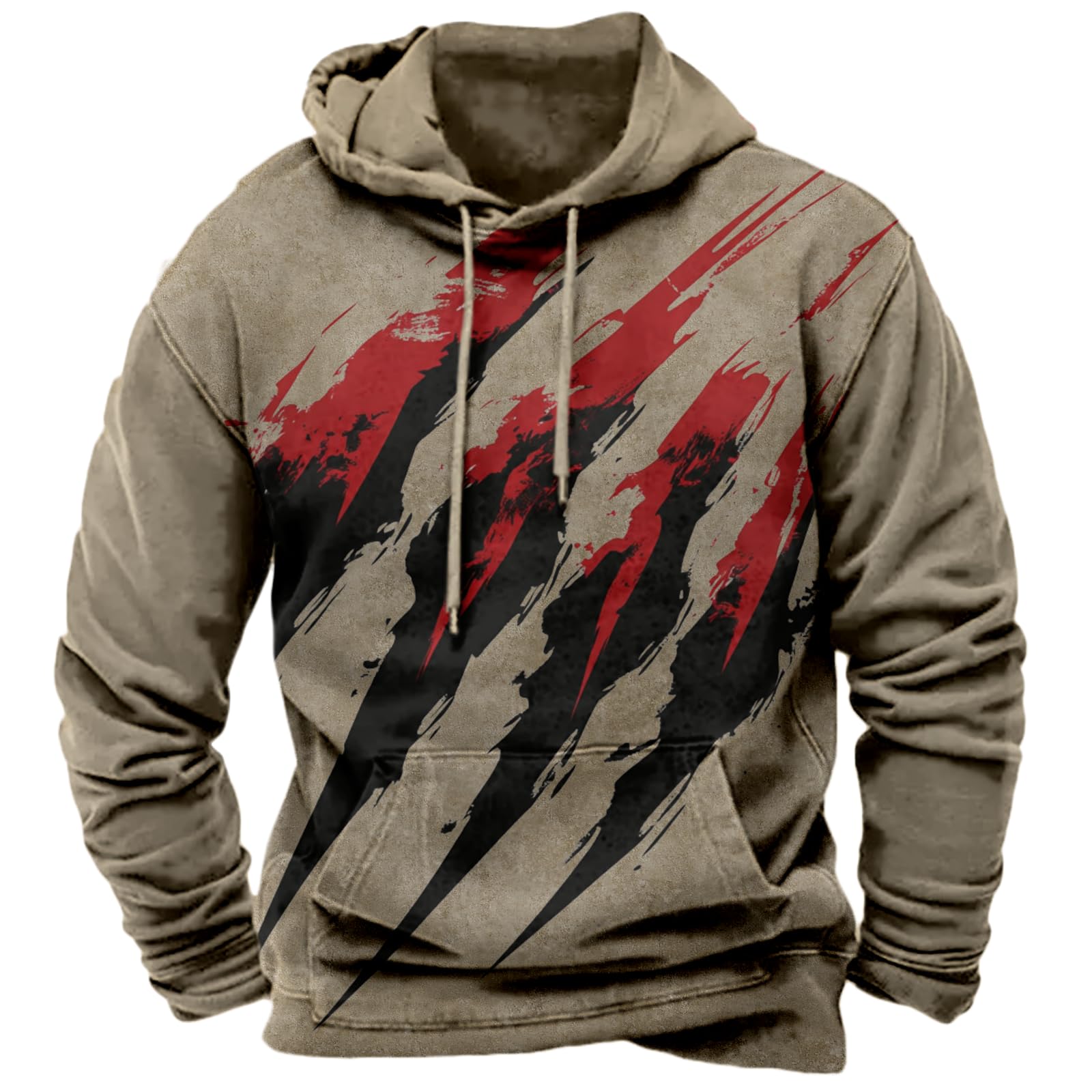MARSVOVO Cool Hoodies for Men Novelty Graphic Pullover Sweatshirt Oversized Drawstring Fall Comfort Hooded Sweatshirt
