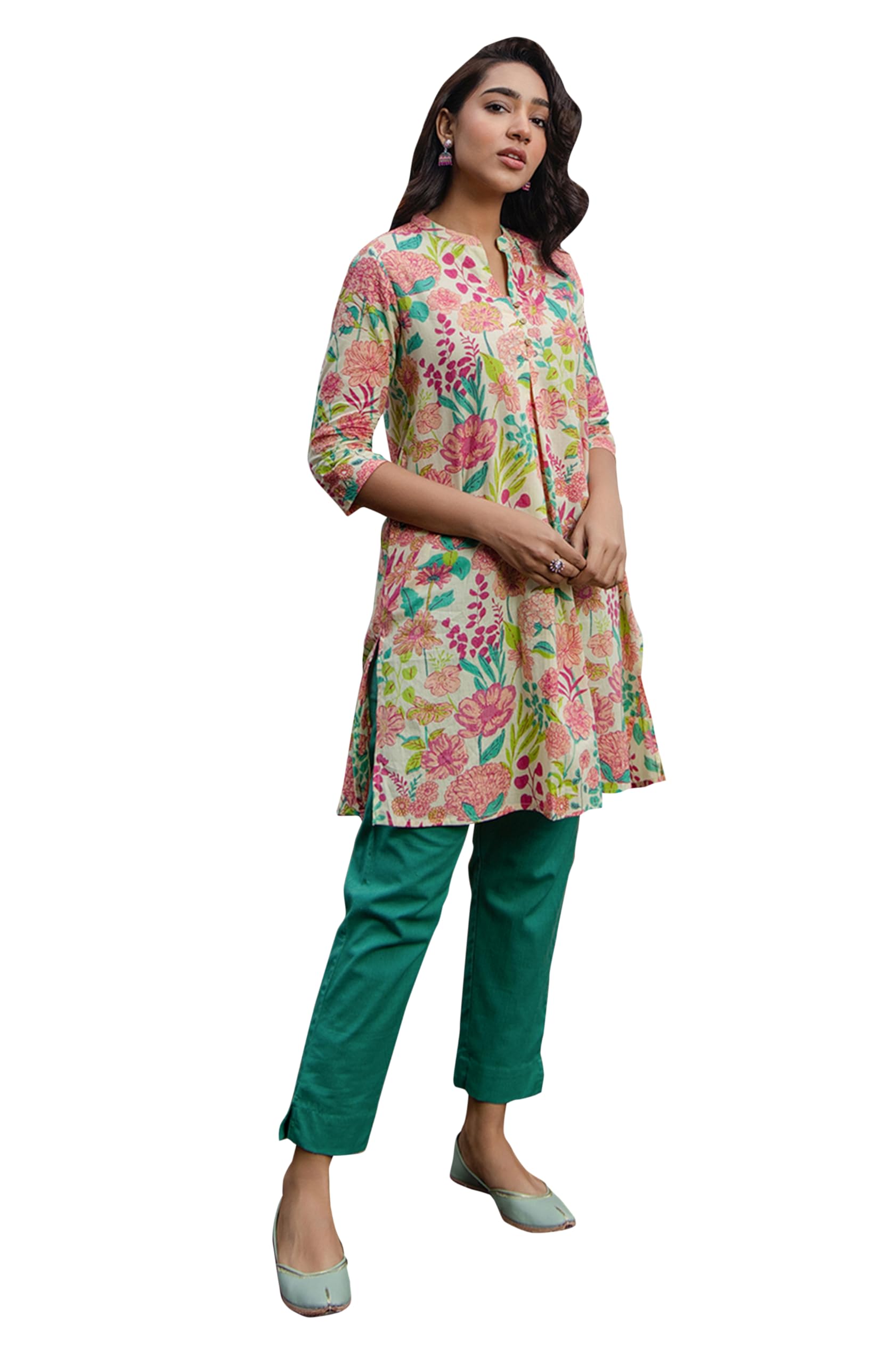 janasya Women's Cotton Relaxed Fit A Line Floral A-Line Tunic-picture-18