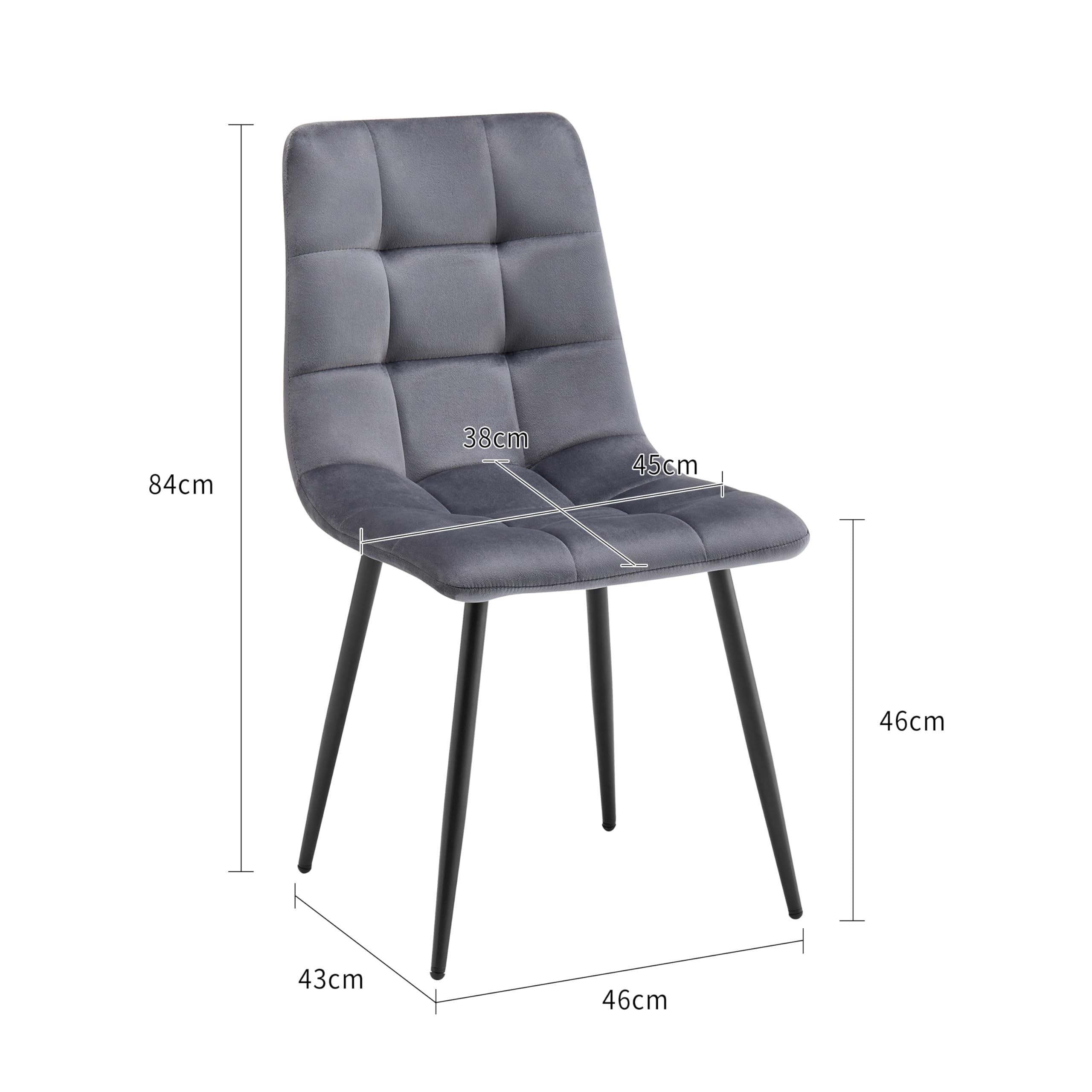 Deuline Esszimmerstühle Essstühle Samtbezug Polsterstuhl Esszimmer Stuhl Milano 4er-Set GRAU 521252