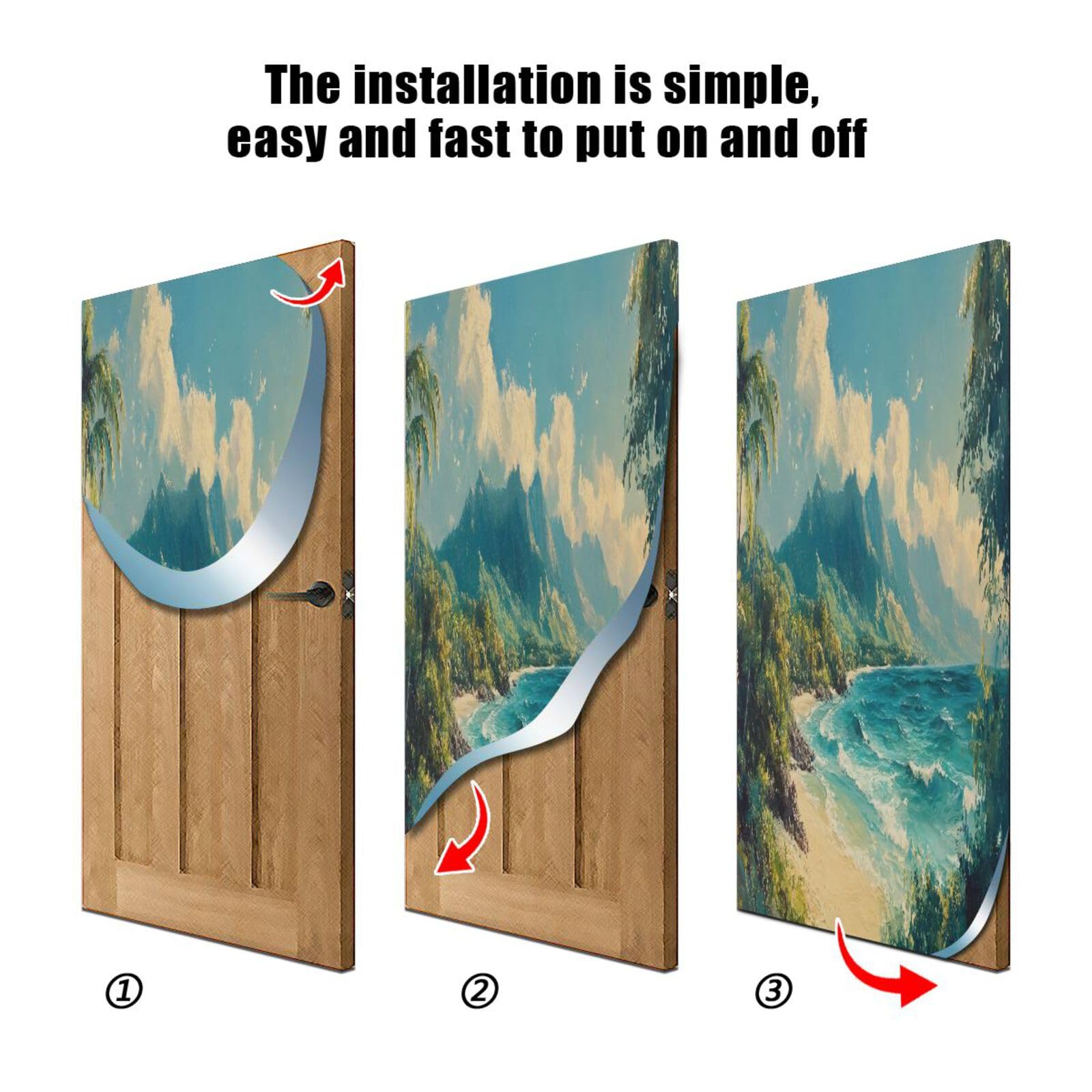 FLildon Beach Sea Landscape Door Cover Decoration, Party Accessory Porch Decor for Festive Ornament Room Door Covers 32 x 79 Inch