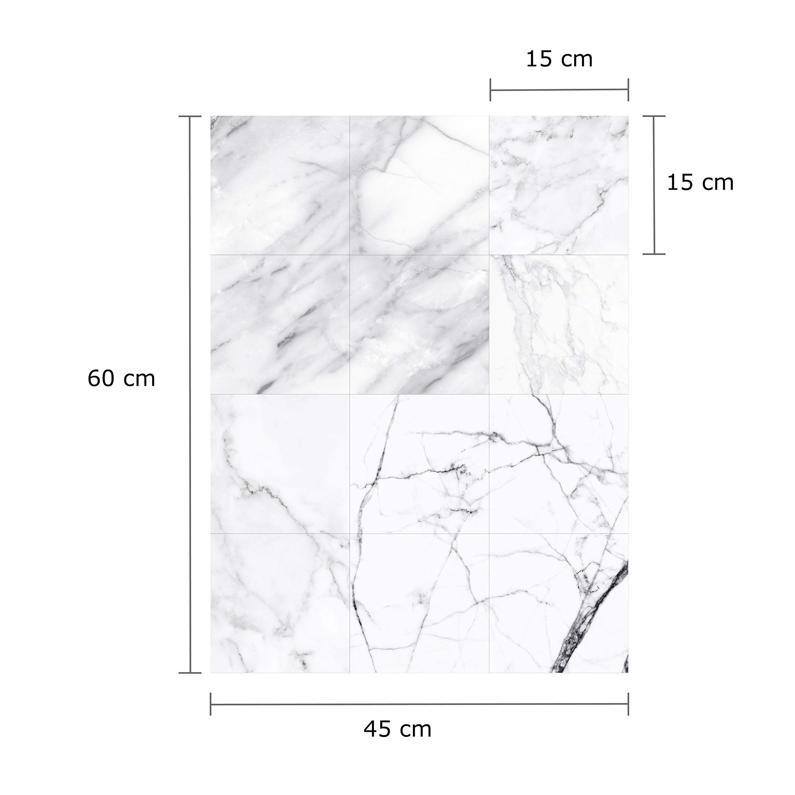 WALPLUS 15cm 24pcs Marble Tiles Mix Wall Tile Stickers Peel and Stick