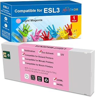 ECO-SOL MAX Ink Cartridge Replacement for Roland ECO-SOL MAX ESL3 Ink Cartridge Compatible for VersaStudio BN-20, SolJet Pro II SC-500 SC-500EX SC-540 SC-540EX Printer (ESL3-LM, 1 Light Magenta 220ml)
