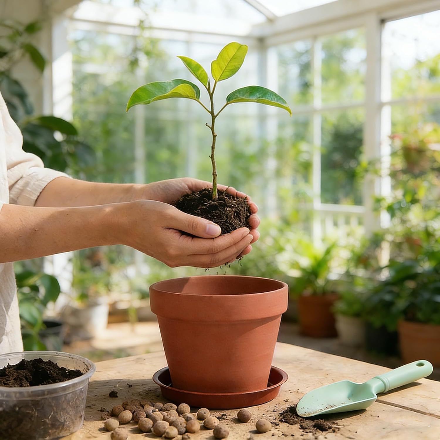 KOAMLY 6 PCS Clay pots and Plates, 5-inch red Clay pots with Drainage, Perfect for Indoor, windowsill, and Garden Plants
