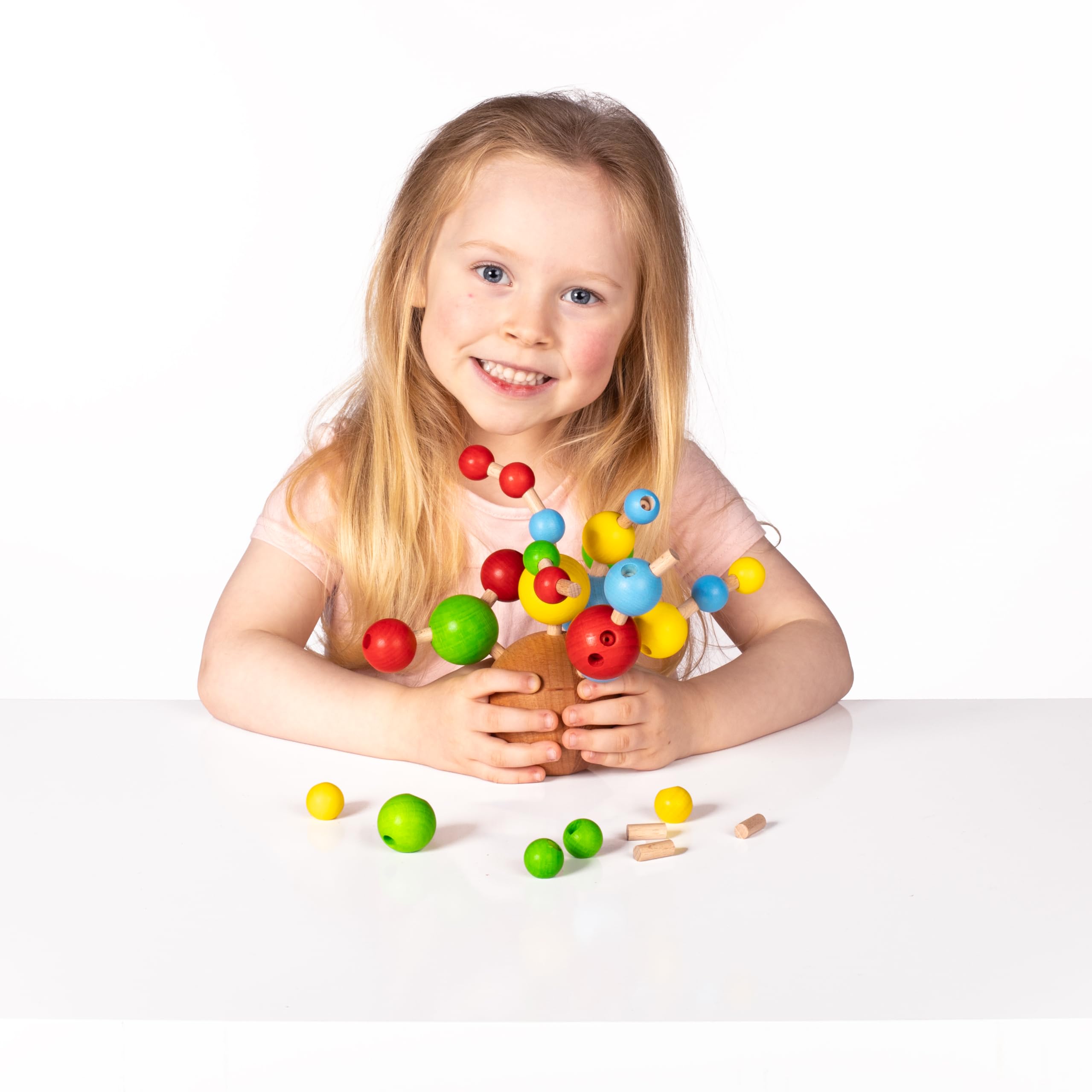 Erzi 42273 Steckspiel Fröbel-Kugeln aus Holz, für Kinder | zum kreativen Bauen und konstruieren