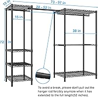 Vista 2 de Ulif Perchero E10 (Con Barra Colgante Extensible) Percheros Independientes para Colgar Ropa, Sistema Organizador de Armario Ajustable, Perchero