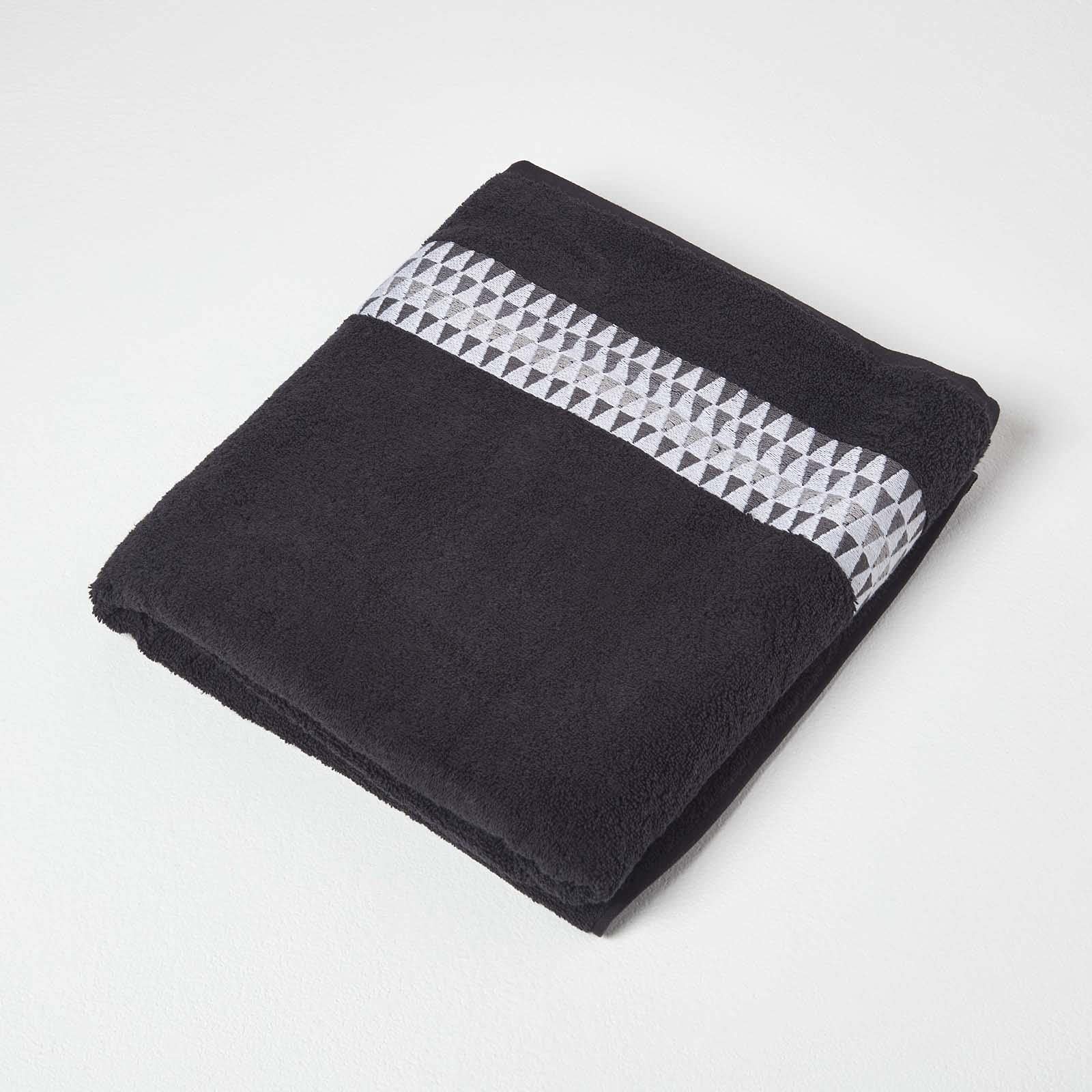 Drap de bain en coton noir HOMESCAPES fini les serviettes trop petites qui ne sèchent pas