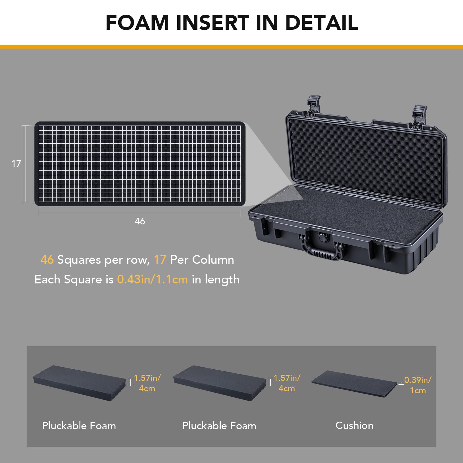 Lykus HC-5021 Maletín/Maleta/Estuche/Case rígida Impermeable con Espuma Personalizable, Tamaño Interior 52,5x20,7x11,5 cm, Adecuado para artículos Largos y Delgados