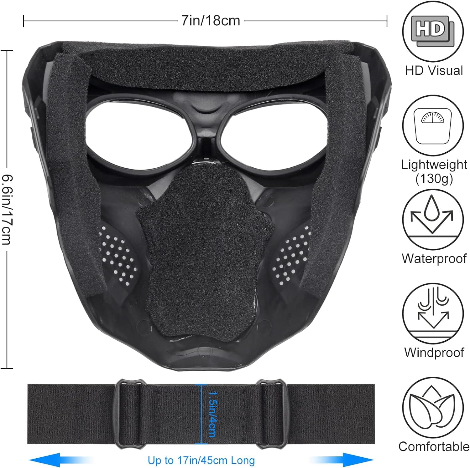 Masque Et Casque Airsoft Tactique – Masque Intégral En Maille Acier, Lunettes Polycarbonate Amovibles, Casque ABS Avec Rails NVG Et Latéraux