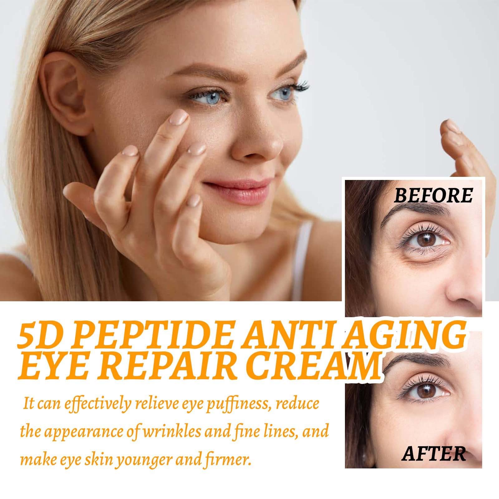 Crema de ojos antiarrugas 5D, cuidado antiedad contra ojeras e hinchazón, alisador debajo de los ojos para líneas finas y bolsas de los ojos, crema hidratante para contorno (8)