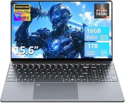 DUNHOO Laptop 2025 com processador Ryzen 7430U (6C/12T, até 4,3GHz) (Beat i7-1355U), laptop Win 11 Pro, laptops tradicionais 16GB DDR4 1TB SSD 39.6 cm Full HD IPS Display 1MP Tipo-C BT 5.