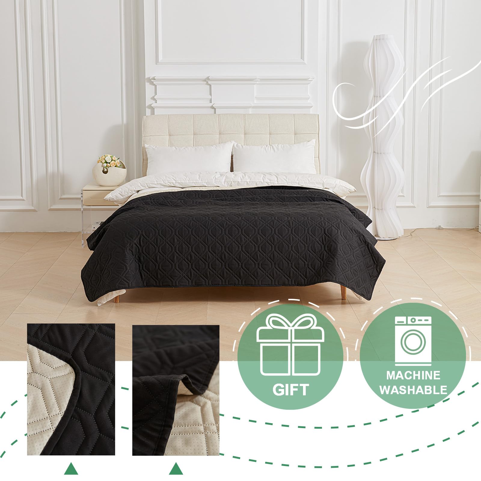 Manta para Perros Impermeable y Manta para Gatos Manta Suave Alfombrilla para Sofá Cama Protección De Mascotas Protector De Sofá Mantas Grandes (Negro,170x210cm)